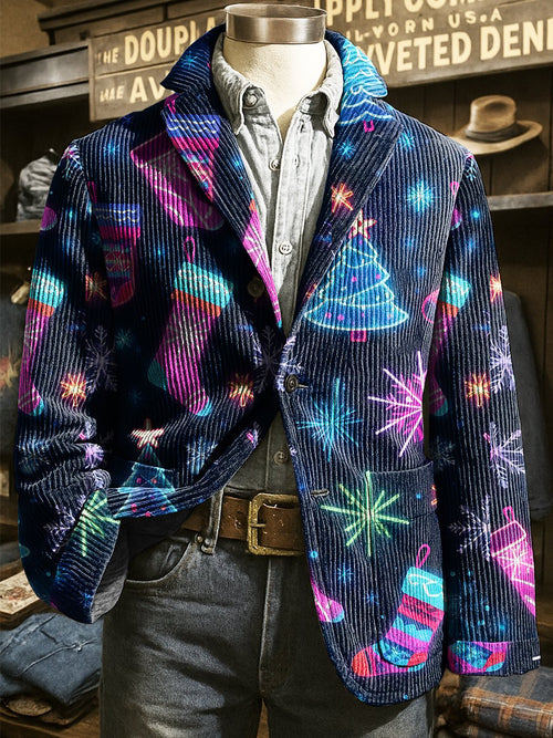 Men's Corduroy Christmas Lapel Suit Jacket