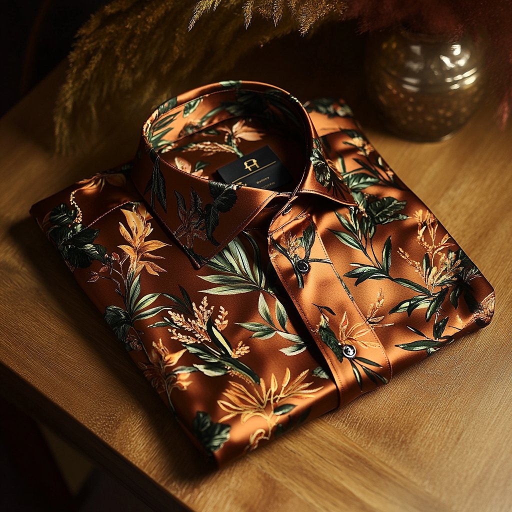 Men's Business Casual Floral Lapel Short Sleeve Shirt