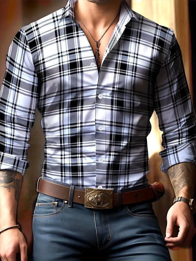 Men's Plaid Business Casual Shirt