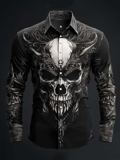 Men's Viking Dark Skull Print Shirt