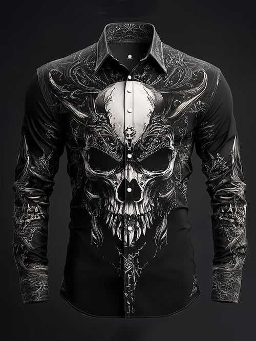 Men's Viking Dark Skull Print Shirt