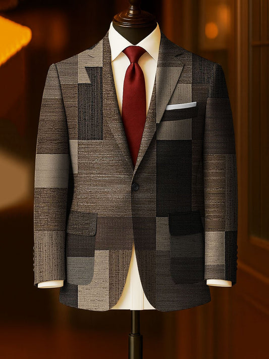 Men's Business Casual Large Pocket Print Blazers