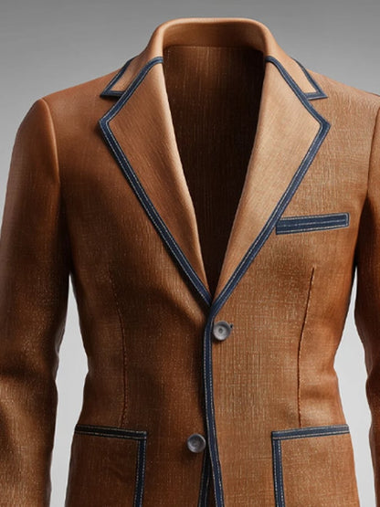 Men'S Casual Classic Contrast Color Business Long-Sleeved Suit