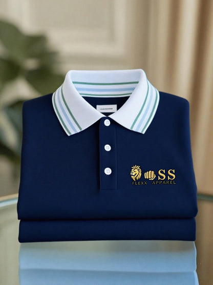 Men's Business Casual Printed Short Sleeve Polo Shirt