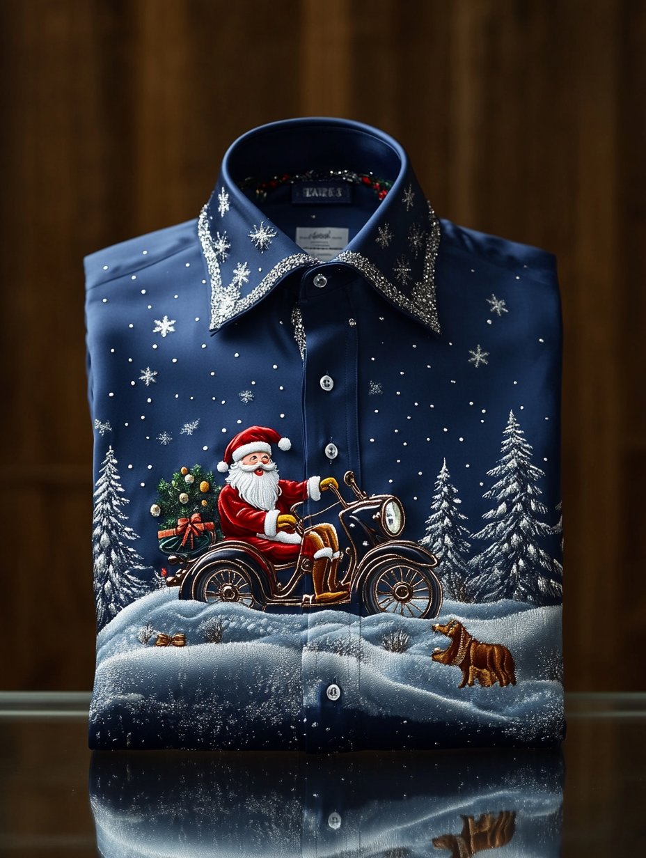 Men's Christmas Print Long Sleeve Shirt