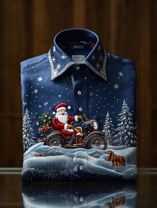 Men's Christmas Print Long Sleeve Shirt