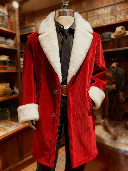 Men's Retro Corduroy Patchwork Cardigan with Fur Collar Comfort