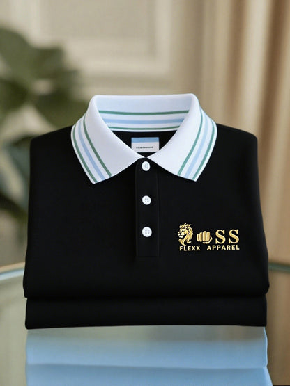 Men's Business Casual Printed Short Sleeve Polo Shirt