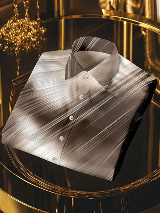 Men's Luxury Solid Color Satin Textured Short Sleeve Shirt