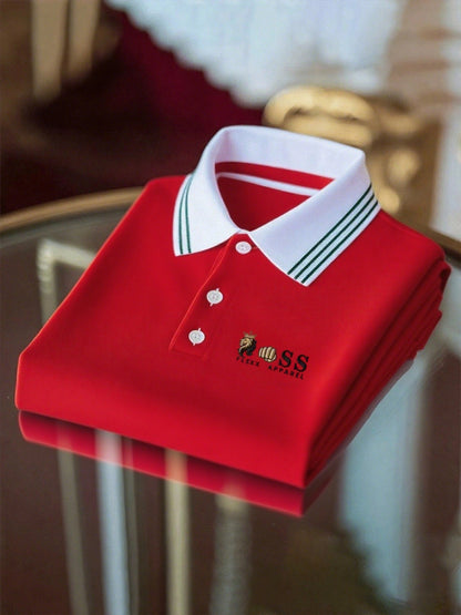 Men's Business Casual Printed Polo Shirt