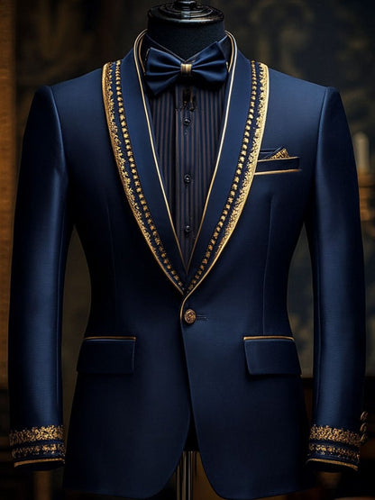 Men'S Casual Classic Contrast Color Business Long-Sleeved Suit