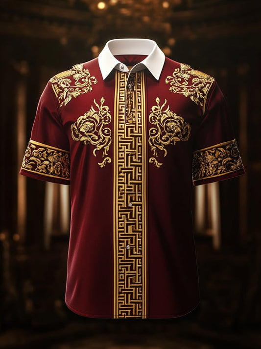 Men's Satin Luxe Print Short Sleeve Button Shirt