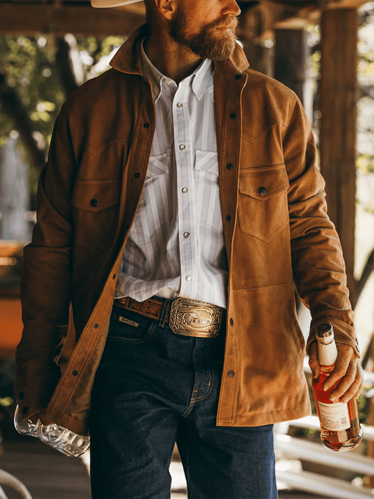 Men's Vintage Suede Multi-Pocket Lapel Outdoor Jacket
