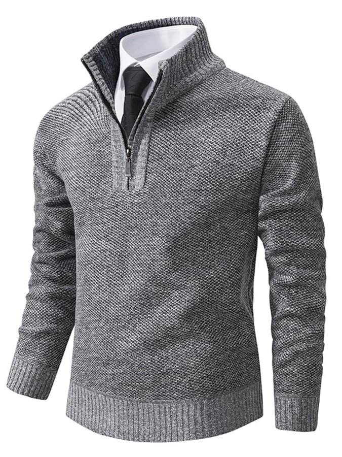 Men's Fashionable Velvet Warm Zipper Design Sweater