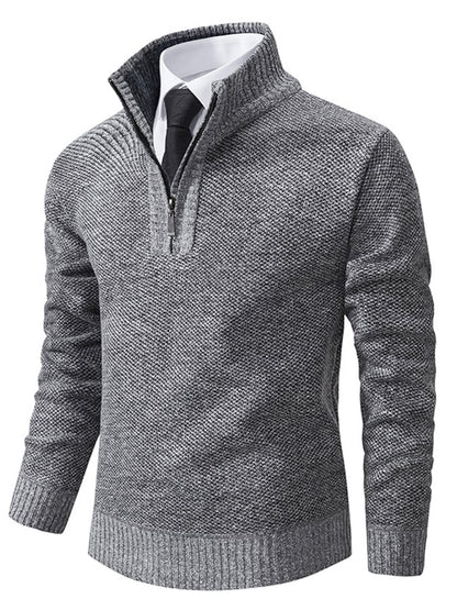 Men's Fashionable Velvet Warm Zipper Design Sweater