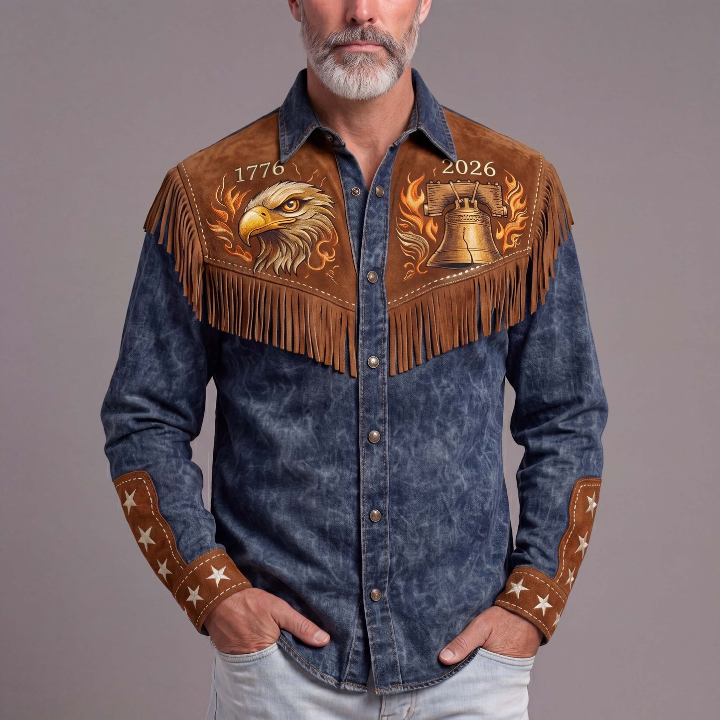 Men's Vintage-Style Distressed Commemorative Print Shirt