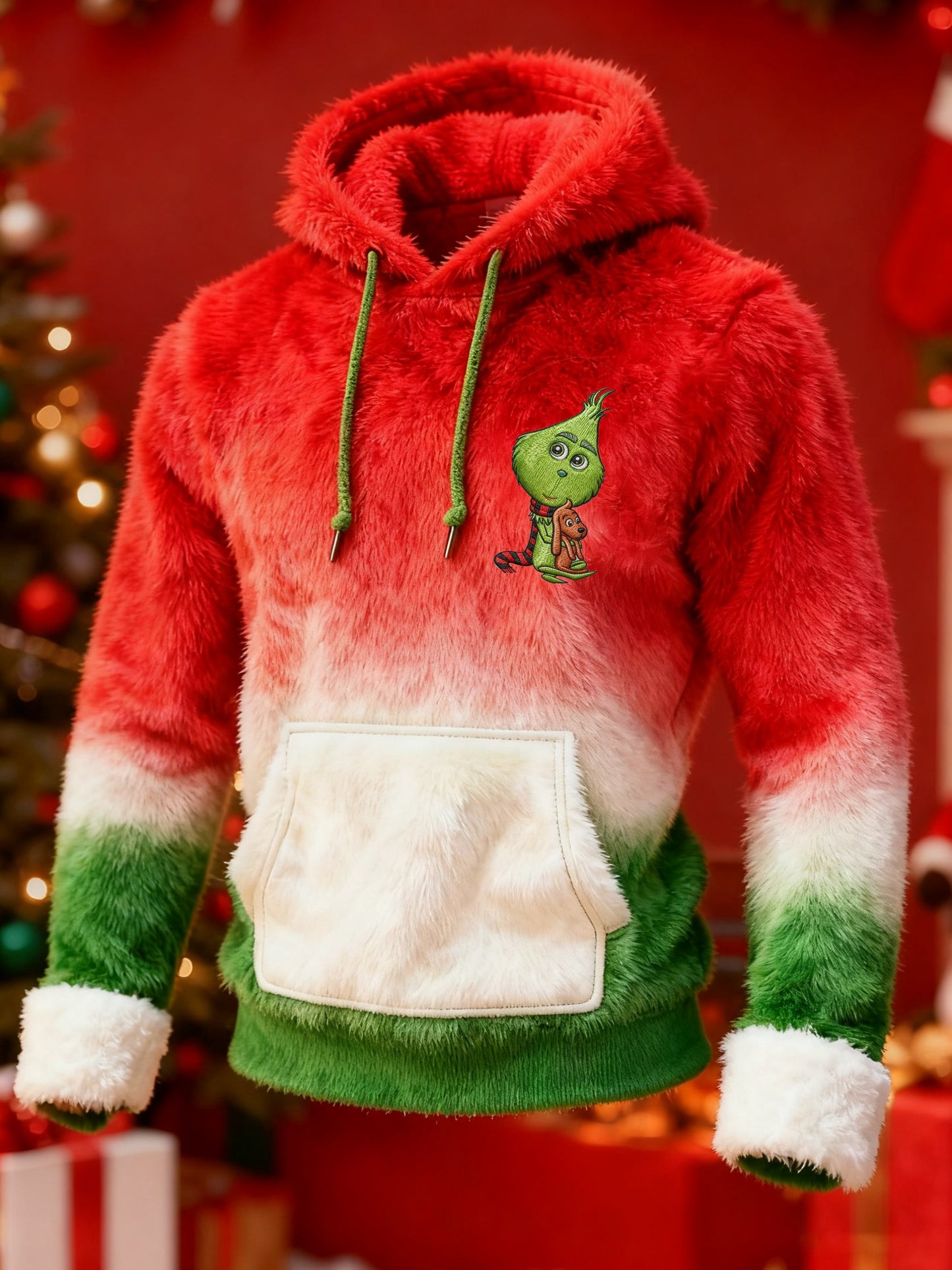 Fun Green Plush Hoodie