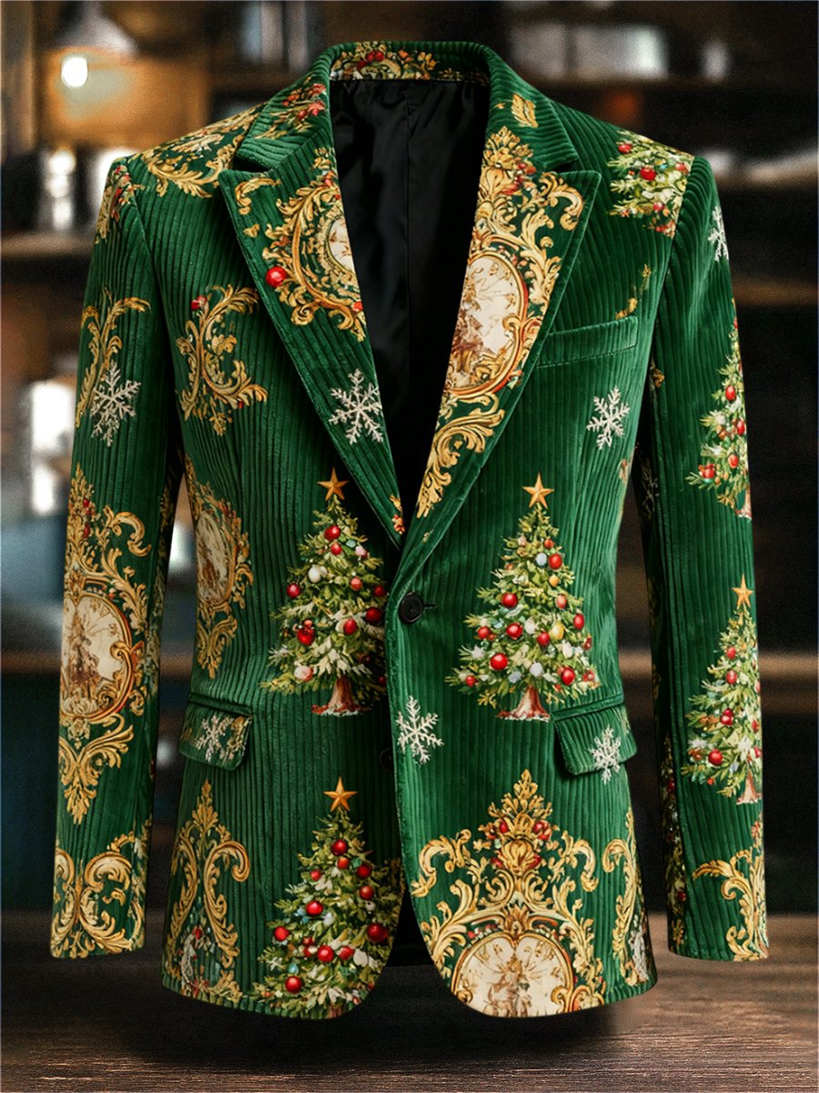 Men's Vintage Casual Christmas Party Corduroy Blazer