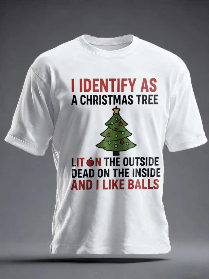 Men's  Funny Identify As A Christmas Print T-shirt