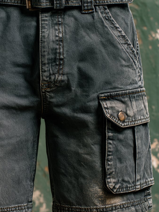 Men's Retro Outdoor Ripstop Multi-Purpose Cargo Shorts (Without belt)