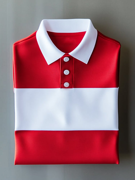 Men's Business Casual Button Short Sleeve Polo Shirt