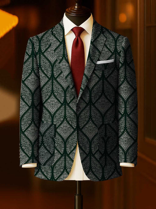 Men's Business Casual Large Pocket Print Blazers