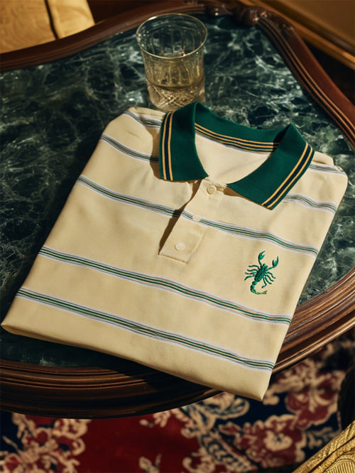Men's Business Stroped Short-Sleeve Polo Shirt