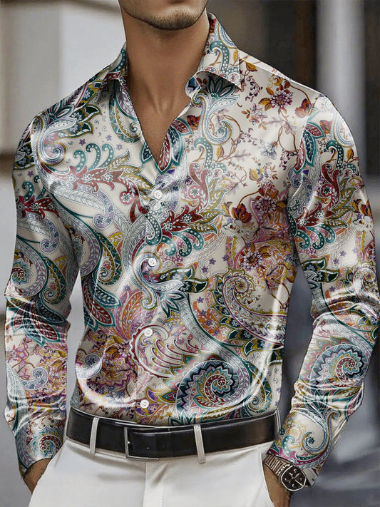 Men's Satin Luxe Long Sleeve Button Down Shirt