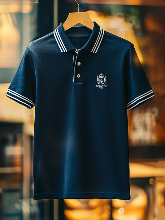 Men's Business Casual Button Short Sleeve Polo Shirt