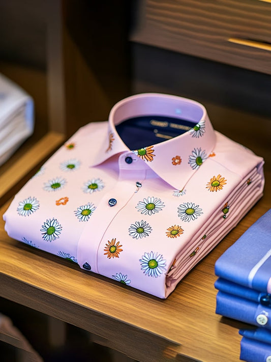 Men's Casual Printed Long Sleeve Shirt