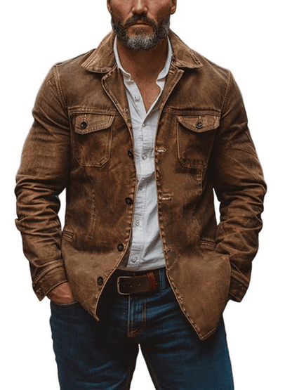 Men's Western Outdoor Vintage Multi-Pocket Jacket