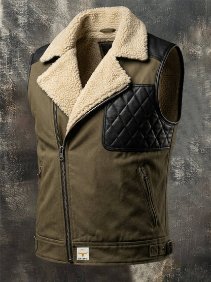 Men's Vintage Distressed Patchwork Multi-Pocket Vest