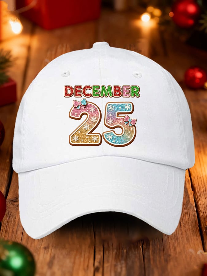 Retro Christmas December 25 Print Baseball Cap