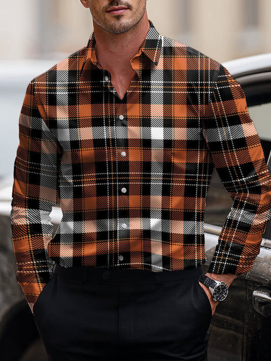 Men's Business Casual Art Button Short Sleeve Long Sleeve Shirt