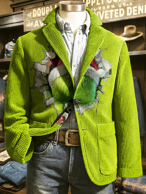 "Uh, People" Funny Green Corduroy Suit Jacket