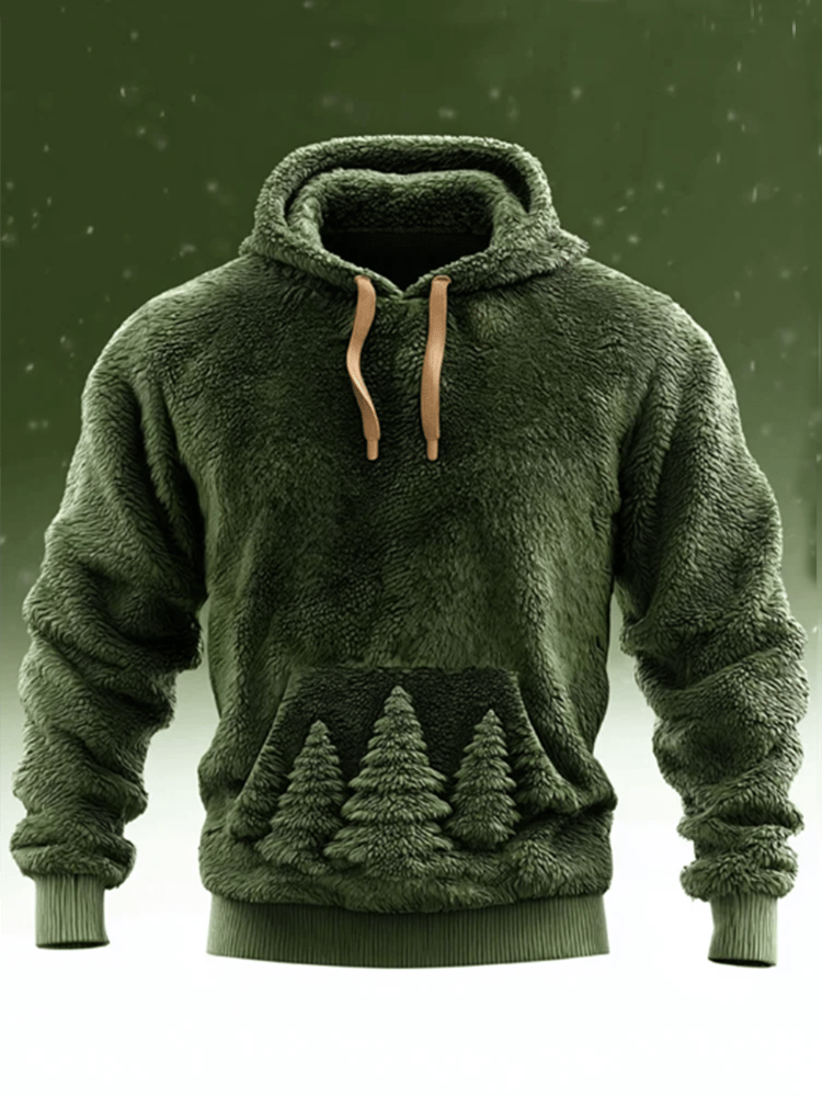 Men's Casual Print Plush Hoodie