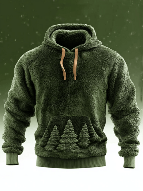 Men's Casual Print Plush Hoodie