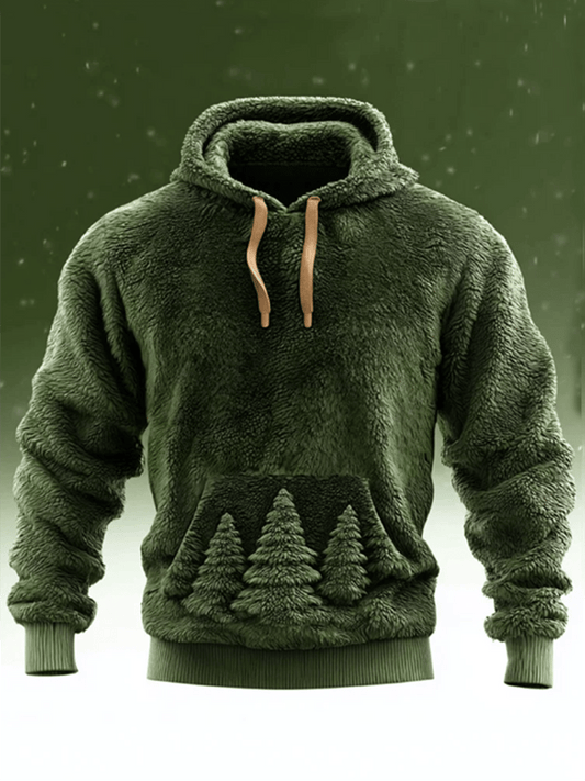 Men's Casual Print Plush Hoodie