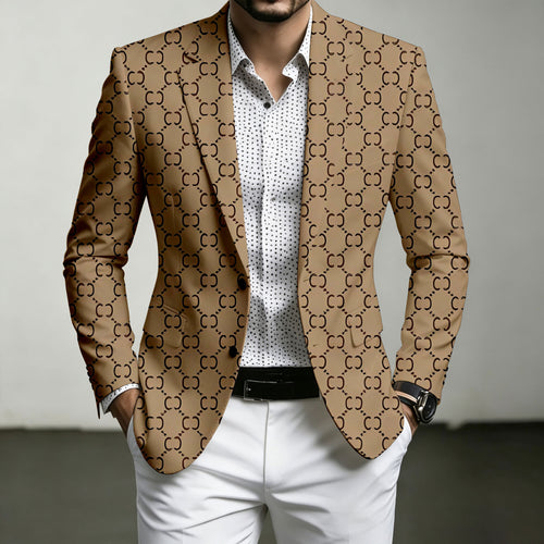 Men's Brown Printed Blazer