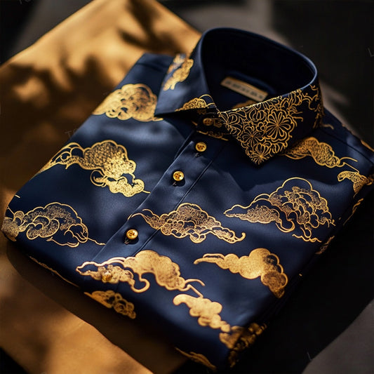 Men's Business Casual Shirt Peaceful Cloud Art Pattern Shirt