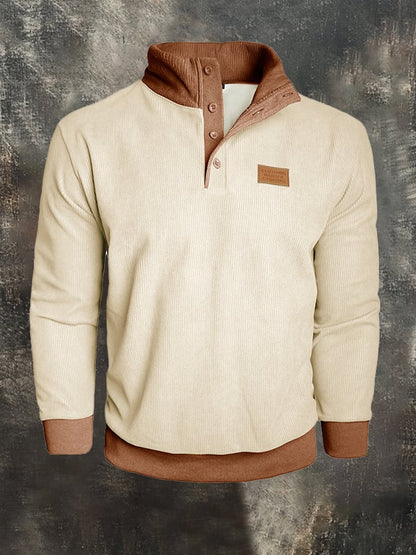 Men's Vintage Plus Velvet Warm Corduroy Patchwork Sweatshirt