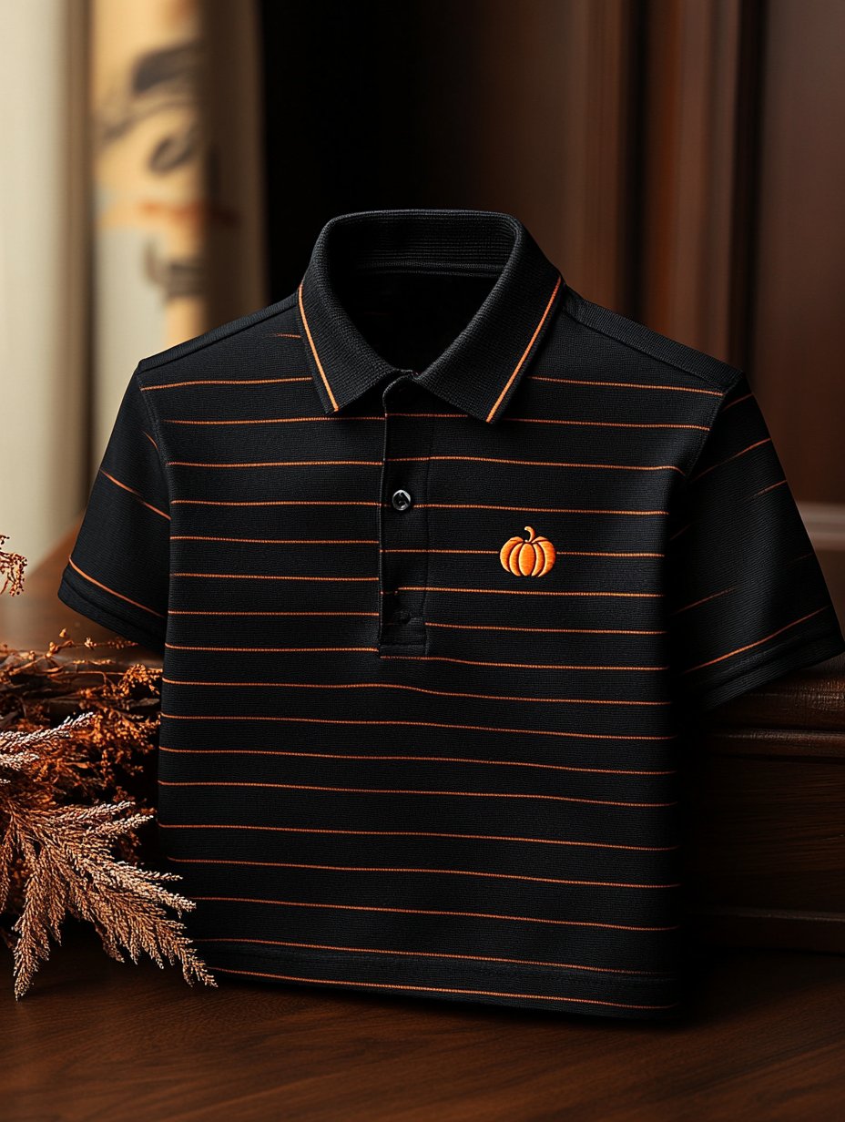 Men's Business Casual Halloween Art Button Short Sleeve Polo Shirt