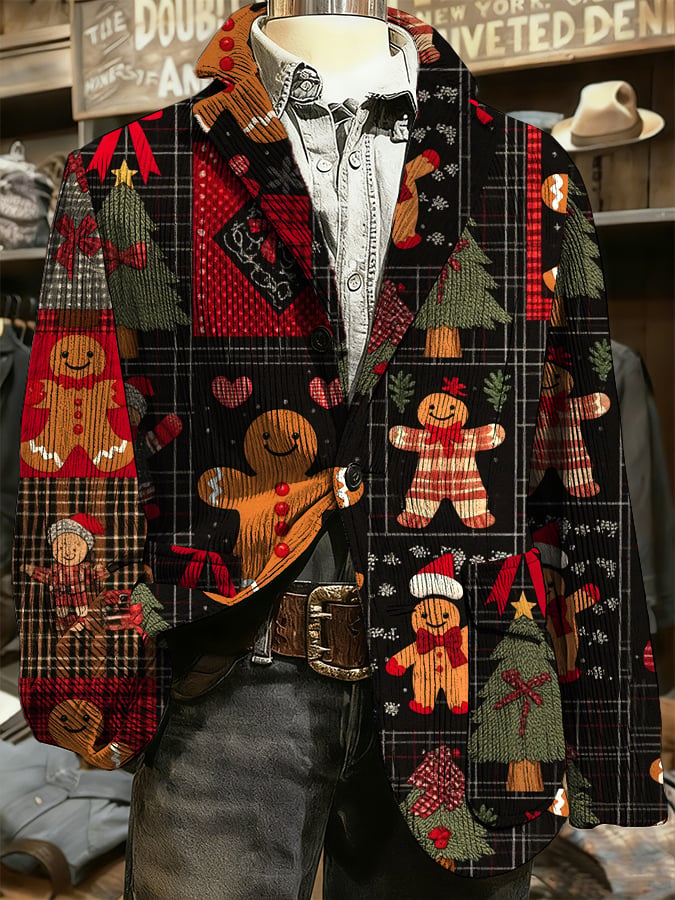 Men's Christmas Art Design Print Casual Coat