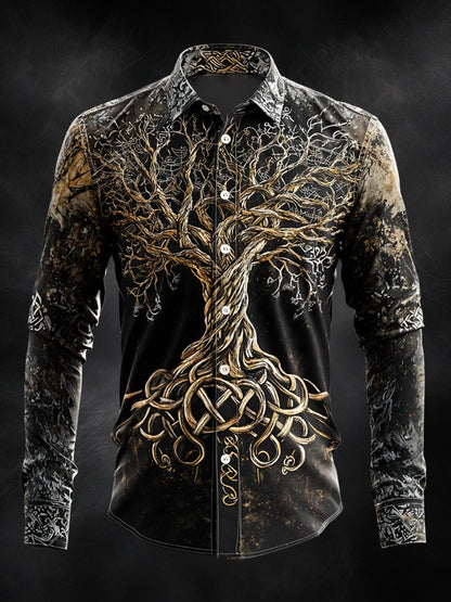 Men's Vintage Viking World Tree Long Sleeve Shirt