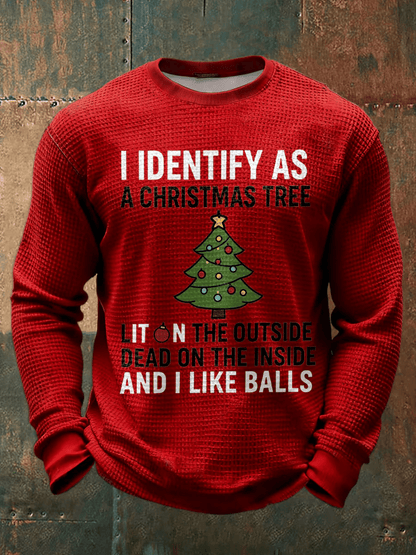Men's Funny Identify As A Christmas Printed Casual Long-Sleeved Top