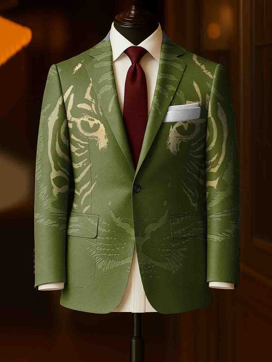 Men's Business Casual Large Pocket Notch Lapel Print Blazers