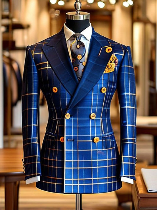 ManMen's Luxury Business Plaid Blazers