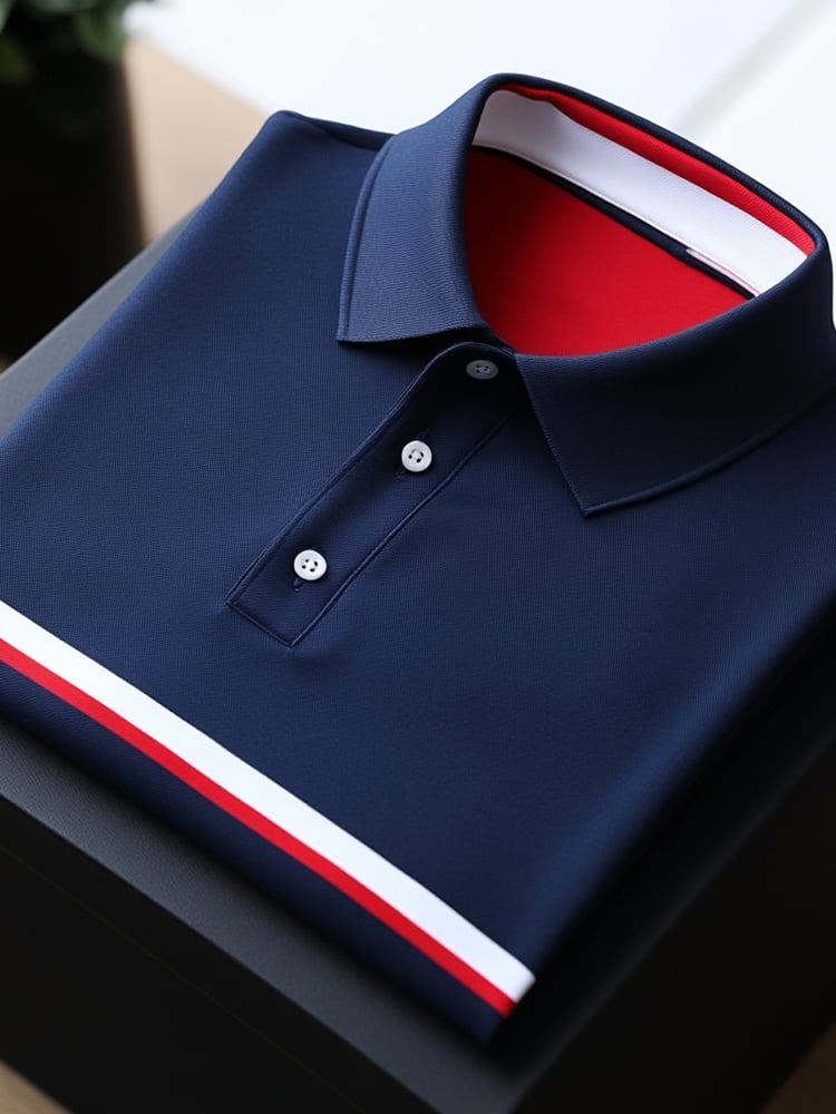 Men's Business Casual Button Short Sleeve Polo Shirt