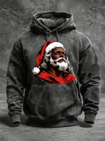 Herren-Hoodie mit schwarzem Retro-Weihnachtsprint