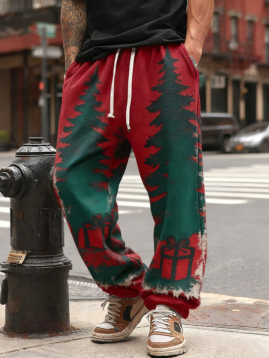 Men's Retro Christmas Party Print Casual Sports Pants